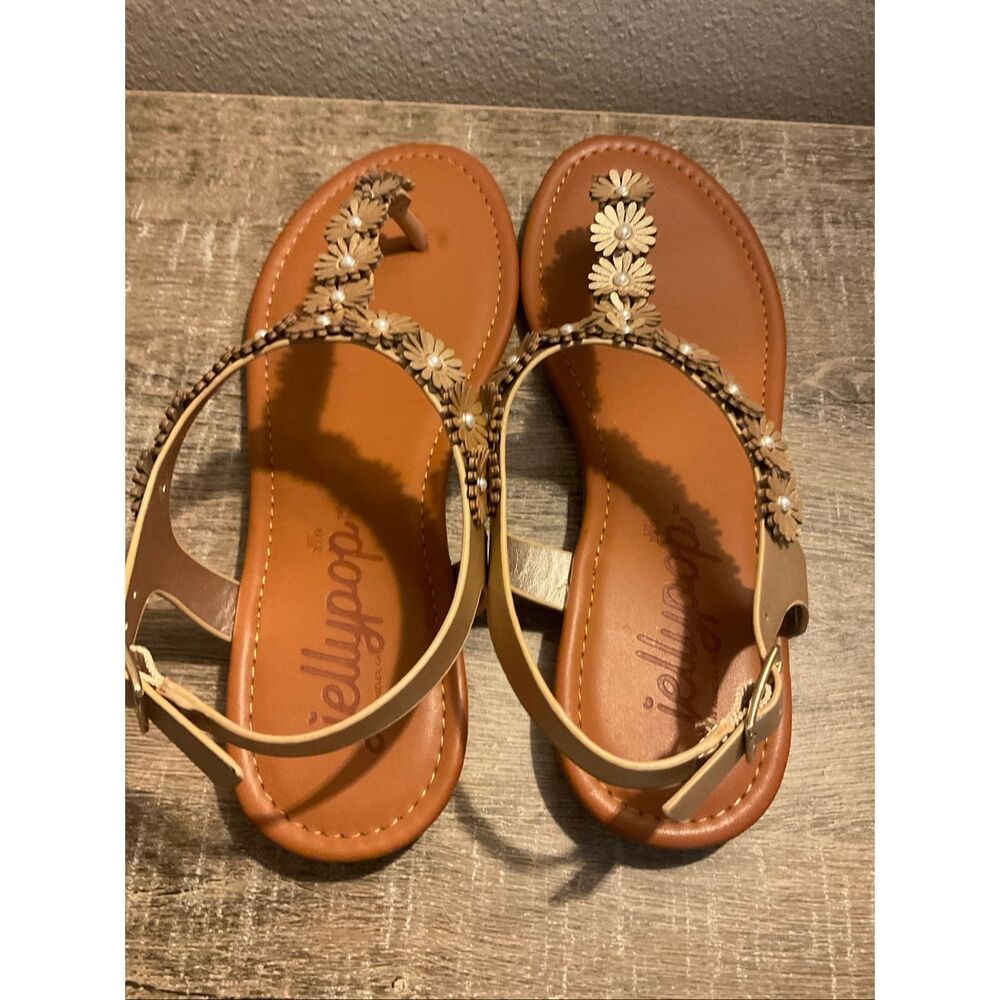 JELLYPOP Womens 8 Willomena Lt Gold Smooth Sandals - Picture 4 of 7